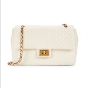 Karl Lagerfield Leather Large Agyness Bag Cream